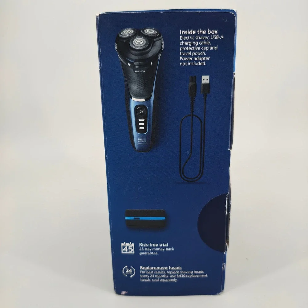 Philips Norelco Shaver 3600 Wet & Dry Electric Shaver 3000 Series Blue S3212/82